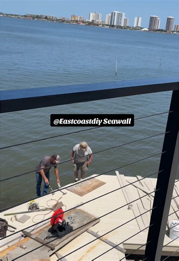 Seawall being worked on @East Coast DIY before hurricane season. #disastertodreamhome #motherdaughter @Eastcoastdiyhusband