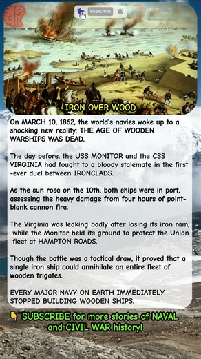 The Era of Wood Ends: The Morning After the Clash of Ironclads 1862 #shorts #history #civilwar #navy