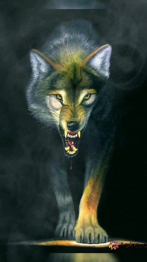 Intense Growling Wolf Showcased in Dark Background