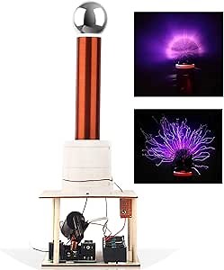 Tesla Coil DIY Kit, PEMENOL Touchable Plasma Ball Spark Gap Arc Generator for Physics Teaching, Arc Plasma Artificial Lighting Science Experiment Model for College University Electronic Education