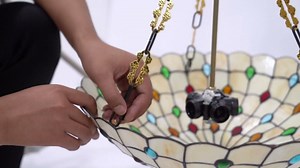 TFCFL Tiffany Style Ceiling Light, 20.5" Semi Flush Mount Ceiling Fixture Lamp Antique Art Stained Glass Shade 5 Lights for Bedroom Kitchen Island