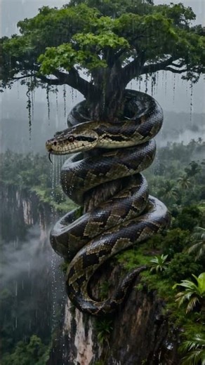 Python in the Vast Tropical Rainforest #rain #nature #relaxing #python #shorts