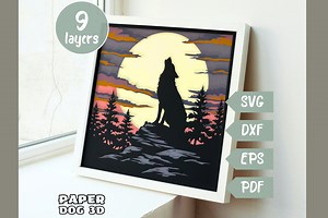 Wolf 3D Layered SVG for Cardstock, Multilayer Papercut, Wolf Shadow Box Template, Cricut, Silhouette Dxf, Moon Cut File, Pdf, Wall Art Diy - Etsy