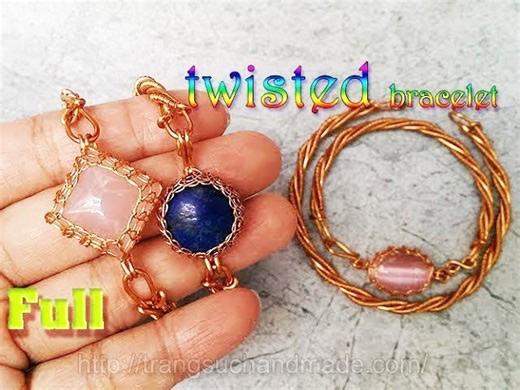 Twisted bracelet for men and for women with stone no holes - full version (slow) 342
