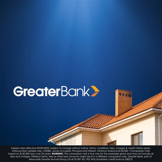 Our Great Rate Home Loan discounted variable rate has dropped to 5.19% p.a.# (5.20% p.a.^ comparison rate). Switch now to save, plus get a loan with no ongoing or annual fees.✨ | Greater Bank
