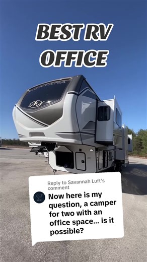 Replying to @Savannah Luft This is the BIGGEST OFFICE we have in an RV! This is a 2024 Montana 3941FO #RV #camper #camping #travel #roadtrip #remotework #van