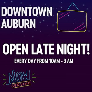 7.9K views · 77 reactions | Downtown Auburn, did you know we're now open later? We are open 10am-3am every day for both our walk-up window and drive-thru. Dining hall closes at 10pm. See ya this weekend! | Guthrie's Chicken | Facebook