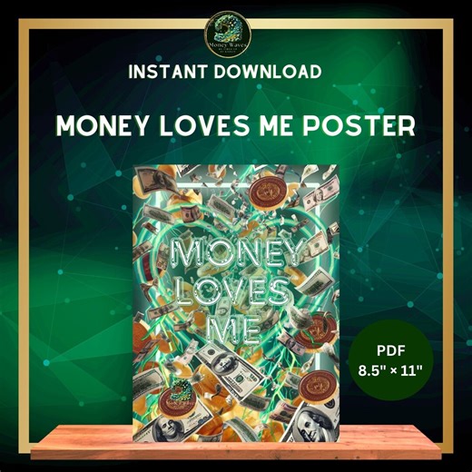 Money Loves Me Art, Prosperity Printable, Gold Coin Design (PDF) - Etsy