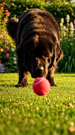 The Gentle Giant: Newfoundland Uses His Massive Nose to Play Extremely Slow Soccer ⚽️🐻