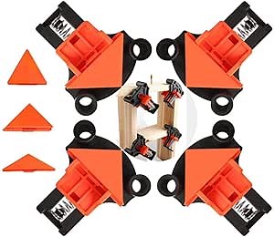 Multi-angle Corner Clamp Kits for Woodworking, 60/90/120 Degree Adjustable Corner Clamps, 4Pcs Angle Clamps Fixing Clips Single Handle Spring Loaded Swing Clip Fixer Jigs Clamp Tool for Woodworking