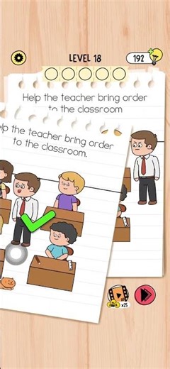 Brain Test 5 : Level 18 help the teacher bring order to the | Brain test 5 Walkthrough #braintest5