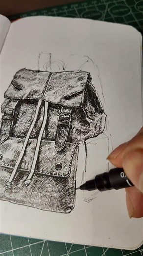cross hatching backpack Drawing #artprocess #penandinkart #sketch