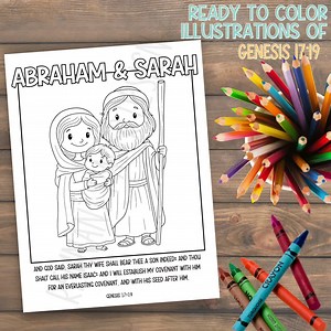 Abraham and Sarah Coloring Page | Bible Scripture Lesson Activity | Genesis 17:19 | Christian Homeschool Printable | Sunday School Craft | - Etsy