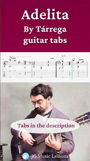 Adelita by Tarrega guitar tabs 🎸