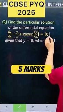 Q) Find the particular solution of the differential equation dy/dx−y/x+cosec(y/x)=0; given that y=0