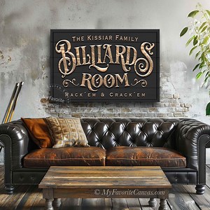 Billiards Room Sign, Custom Pool Room Canvas Wrap - Etsy
