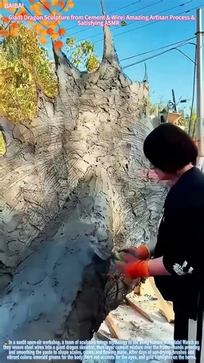 Giant Dragon Sculpture from Cement & Wire! Amazing Artisan Process & Satisfying ASMR 🐉