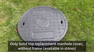 26in Manhole Cover and Frame, 24in Clear opening Round Solid Top Cover, Fiberglass Septic Tank Lid with Bolted Down Base,Reinforced Steel Embedded Sewer Cover W/Handle(overall size 28in)