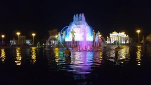 Renewed Fountain of Friendship at night