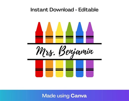 Crayon Monogram Editable Canva- Crayon Split Monogram Canva - Teacher Monogram - Clipart / Digital Graphic Design Instant Download - Etsy UK