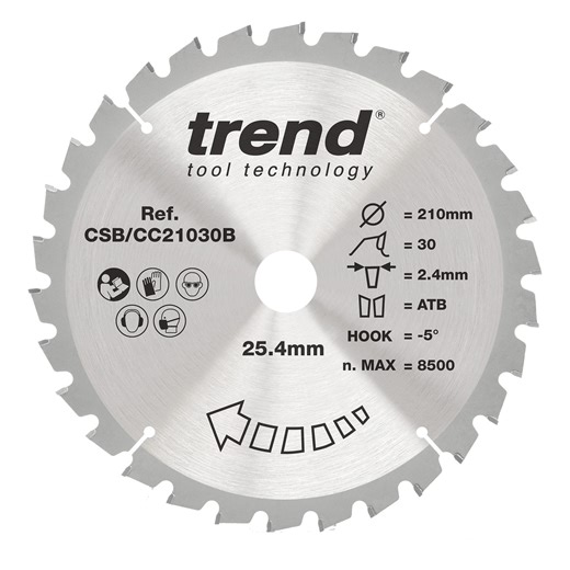 Trend 210mm x 25.4mm x 30T Wood Mitre Saw Blade