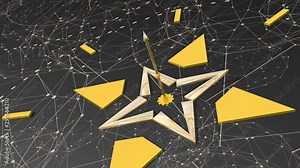 Golden arrow of a compass pointing to the acronym GPS - Global Positioning System. 3D rendering. Technology concept