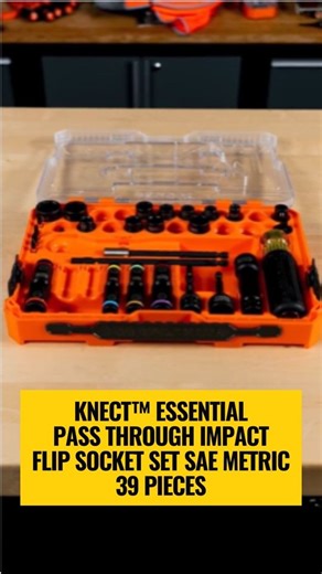 Klein Tools Australia on Instagram: "Get the job done faster with our KNECT™ Essential Pass Through Impact & Flip Socket Set 39 Pieces SAE & Metric Built for efficiency and comfort, the pass-through head makes hex nuts a breeze, while the Cushion-Grip™ handle keeps every task steady and controlled. ✅ 39-piece set with SAE & Metric sizes ✅ Pass-Through head for driving hex nuts ✅ Cushion-Grip™ handle fits KNECT™ (M) sockets or adapters ✅ 1/4" socket doubles as a standard bit holder SKU: A-65500KN