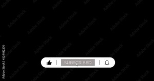 Subscribe to a channel with like buttons for social networks and video channels. Flat 4K animation with alpha channel.