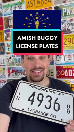 Did you know that Indiana requires plates for Amish buggies? 😳 #foryoupage #fyp #licenseplatetok #indiana #amish