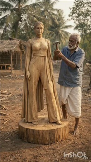 बुज़ुर्ग कारीगर ने लकड़ी से बना दी जिंदा जैसी Celebrity की मूर्ति 😱🔥 #shorts