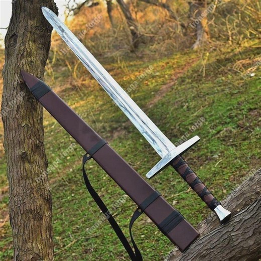 Hand-forged Medieval Longsword | Carbon Steel Decorative Sword With Scabbard | Collectible Fantasy Display & Cosplay Prop - Etsy