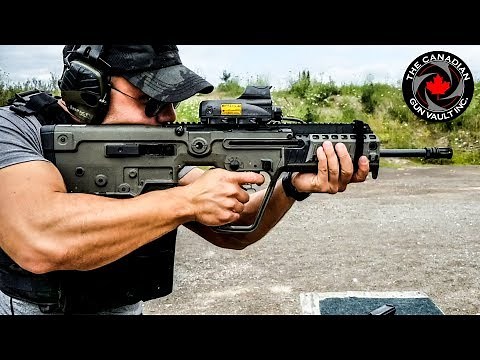 IWI Tavor X95 9mm hitting some steel IN CANADA!