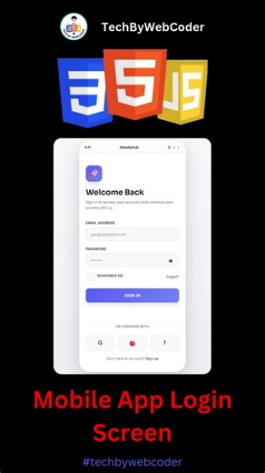 Day 07: How To Build a Mobile App Login Screen Using HTML, CSS & JS (For Beginners)