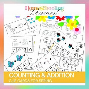 Spring Counting and Addition Clip Cards