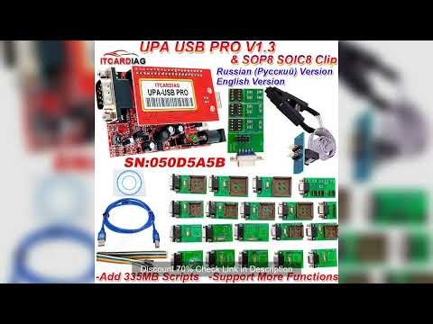 ITCARDIAG V1.3 UPA-USB SN:050D5A5B & SOP8 SOIC8 Clip ECU Chip Tunning with 350MB Full Script Upa Usb