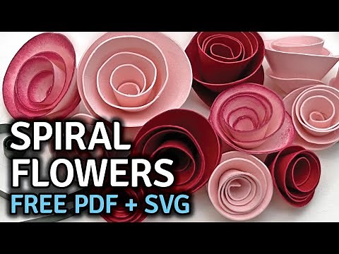 DIY Spiral Paper Rose Flowers - Thank You Card - Free PDF and SVG Files