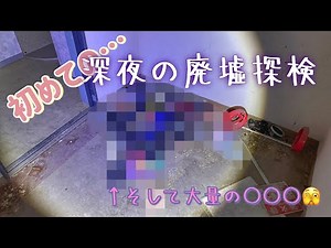【初体験】深夜の廃墟探検～焼けた廃ホテルの大量〇〇〇～【4K】