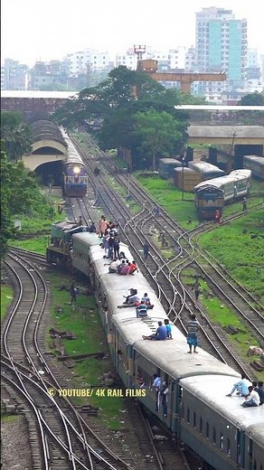 Overcrowded train arriving at Dhaka Railway station