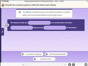 i-ReadyAnalyzing Sentence Parts in Informational Texts - Quiz ... | Filo