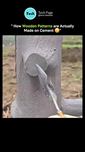 Tech page on Instagram: "Wooden patterns made on cement surfaces are created by first preparing a smooth, freshly poured cement layer that is still workable but firm enough to hold detail. Skilled workers press or roll textured wooden molds, stamps, or hand-carved planks onto the surface, carefully aligning the grain direction to mimic natural wood flow. Pigments and release agents are often applied beforehand so the texture doesn’t stick and the color resembles real timber. After stamping, the 