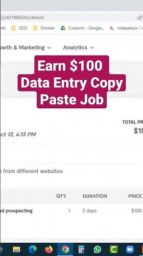 $100 Data Entry Copy Paste Job #freelancing #makemoneyonfiverr #makemoneyfromhome #shorts #fiverr
