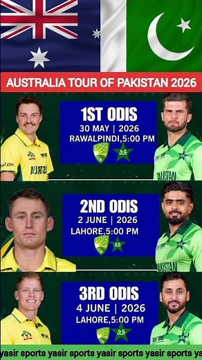 Australia Tour of Pakistan 2026 | Australia vs Pakistan ,ODI series schedule 2026 ll
