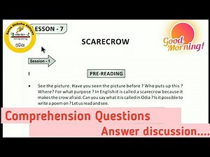 SCARECROW Class 8 English lesson 7 comprehension questions answer discussion, bse odisha