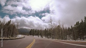 POV point of view - Driving to top of Pikes Peak in early Spring
