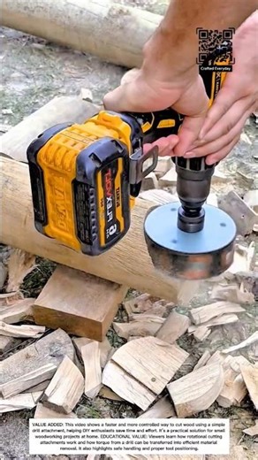 Smart Wood Cutting Hack Using a Drill Attachment #craftedeveryday