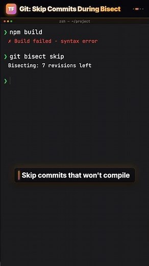 Git Bisect Skip: Find Bugs Even When Commits Won't Compile #Shorts