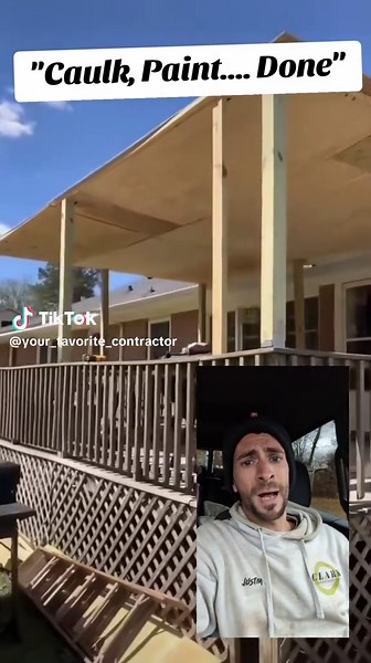 That was a great DIY home project for somebody to do. They did a great job with that plywood on the ceiling and then they cocked and painted. it. looked like they had a lot of fun with this construction project. Home improvement, project, DIY tips and tricks for you! #carpentrytips #construction #contractor #tipsandtricks #HomeImprovement #hacks #carpentry #builder #deck #tools #diy