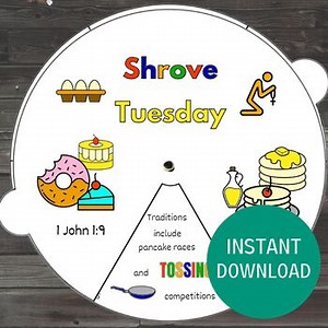 Shrove Tuesday Coloring Wheel, Sunday School Lesson, Pancake Day Kids Craft