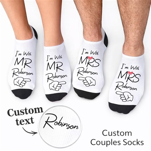 Personalized Mr and Mrs Socks With Name, Custom Couples Socks, Romantic Valentine’s Gift for Husband and Wife - Etsy