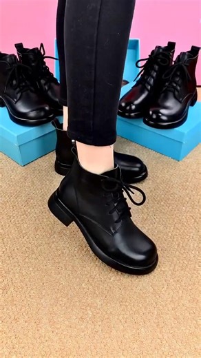 Genuine leather platform winter new lace-up boots classic comfort design " #shortsfeed